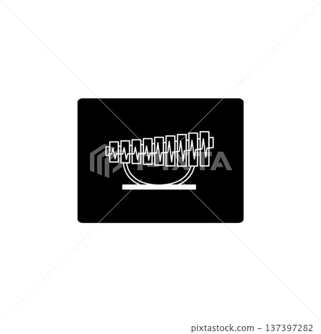 Minimalist Marimba Icon White on Black Square Background 137397282