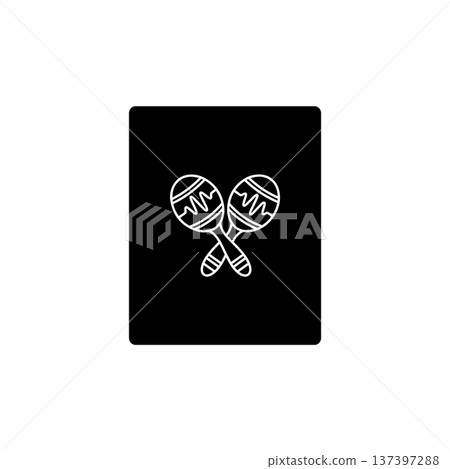 Maracas Icon White on Black Square Background Maracas Icon White on Black Square Background 137397288