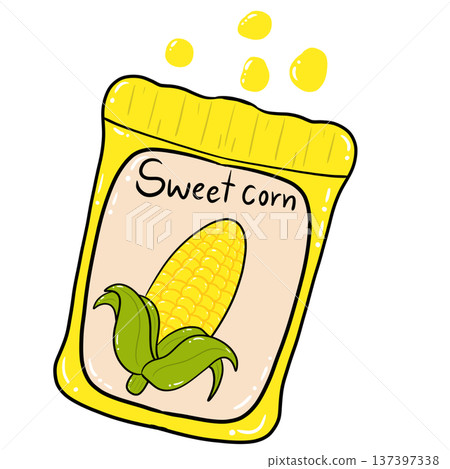 Sweet Corn Seed Packet Illustration Sweet Corn Seed Packet Illustration 137397338