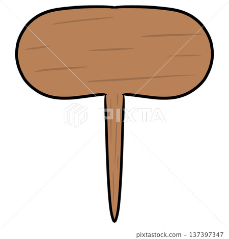 Blank Wooden Garden Plant Marker Cartoon Illustration Blank Wooden Garden Plant Marker Cartoon Illustration 137397347