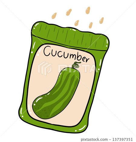 Cucumber Seed Packet Cartoon Illustration 137397351