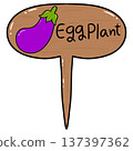Eggplant Wooden Garden Plant Marker Cartoon Illustration 137397362