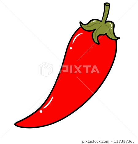 Red Chili Pepper Cartoon Vector Illustration 137397363
