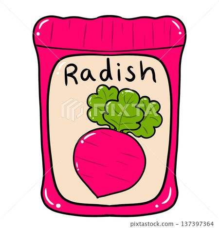 Radish Seed Packet Cartoon Illustration Radish Seed Packet Cartoon Illustration 137397364