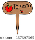 Tomato Wooden Garden Plant Marker Cartoon Illustration 137397365
