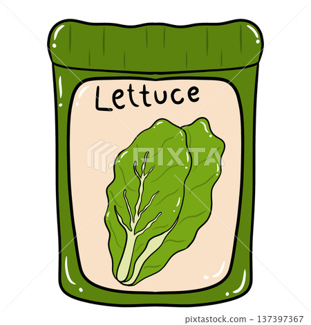 Lettuce Seeds Packet Cartoon Illustration 137397367