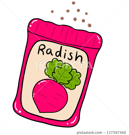 Radish Seed Packet Cartoon Illustration 137397368