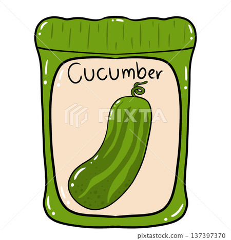 Cucumber Seed Packet Cartoon Illustration 137397370
