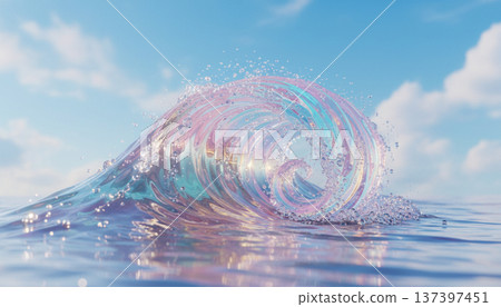 Iridescent Ocean Wave Artistic Background Iridescent Ocean Wave Artistic Background 137397451
