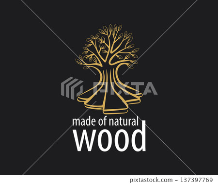 An unusual vector hand-drawn logo for the production of wood products An unusual vector hand-drawn logo for the production of wood products 137397769