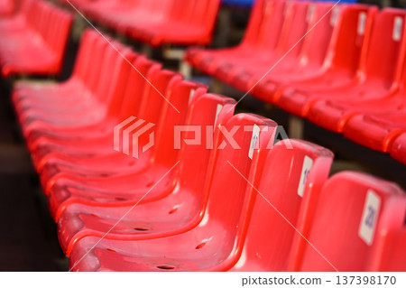 Empty seats in a stadium, close-up. Empty seats in a stadium, close-up. 137398170