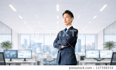 Male businessman with arms crossed in the office Male businessman with arms crossed in the office 137398558