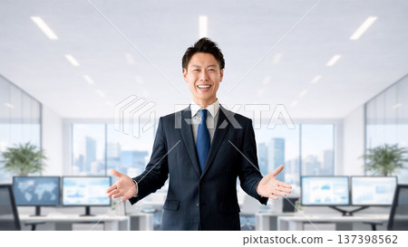 Smiling male businessman giving guidance 137398562