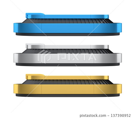 Set of Airport luggage conveyor belt from baggage claim area on white background. 137398952