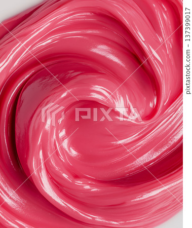 Closeup of glossy hot pink gel texture in smooth creamy skincare style on light backdrop, modern aesthetic of skincare ad style 137399017