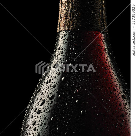 Champagne bottle with rising bubbles on black backdrop with clipping path, symbolizing celebration and elegance Champagne bottle with rising bubbles on black backdrop with clipping path, symbolizing celebration and elegance 137399029