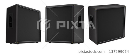 Set of classical electric and acoustic guitar amplifier isolated on white background. Set of classical electric and acoustic guitar amplifier isolated on white background. 137399054