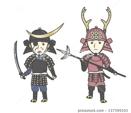 戰國武將人物插畫集：伊達政宗、真田幸村、獨眼龍、六門川 137399103