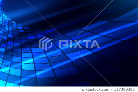 Futuristic square pattern curve with lighting effect on dark background. Futuristic square pattern curve with lighting effect on dark background. 137399396