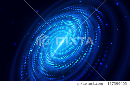 Abstract blue spiral galaxy background with glowing dotted vortex light. Abstract blue spiral galaxy background with glowing dotted vortex light. 137399403
