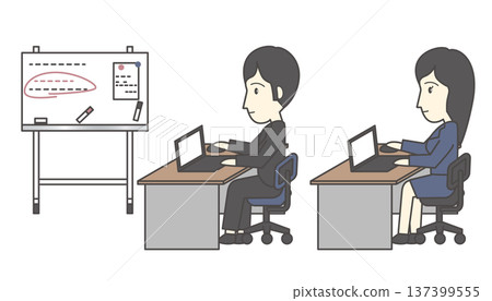 Illustration set of men and women in the office (business, office worker, office work, suit, work) Illustration set of men and women in the office (business, office worker, office work, suit, work) 137399555