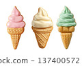 Soft serve ice cream cookie set (vanilla, strawberry, mint) transparent PNG 137400572