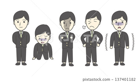 男性姿勢與臉部表情變化集(雙手背在身後、絕望、挺立、傲慢、顫抖) 男性姿勢與臉部表情變化集(雙手背在身後、絕望、挺立、傲慢、顫抖) 137401182