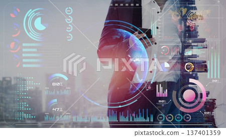 Global network connection interface show worldwide digital communication Thunk 137401359