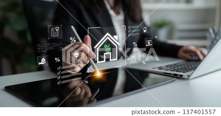 Real estate and mortgage process for home ownership and property investment. Fermion Real estate and mortgage process for home ownership and property investment. Fermion 137401557