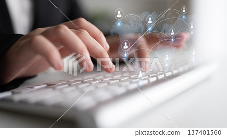 Global business network and international team collaboration connection. Fermion 137401560