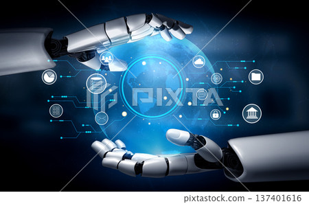 AI Powered Global Business Network and Digital Infrastructure Motif 137401616