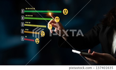 Customer Satisfaction Feedback and Five Star Rating System Motif Customer Satisfaction Feedback and Five Star Rating System Motif 137401635