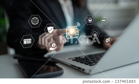Digital wallet and online payment security system concept Parse 137401883