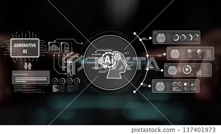 AI Brain Processing Data with Generative Artificial Intelligence Concept Muxer 137401973