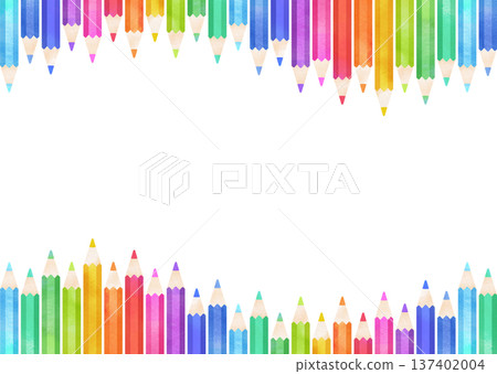 Colorful watercolor-style colored pencil frame Colorful watercolor-style colored pencil frame 137402004