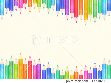 Colorful watercolor-style colored pencil frame 137402006