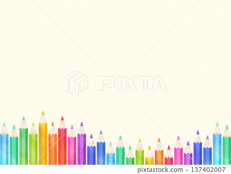Colorful watercolor-style colored pencil frame 137402007