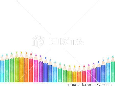Colorful watercolor-style colored pencil frame 137402008