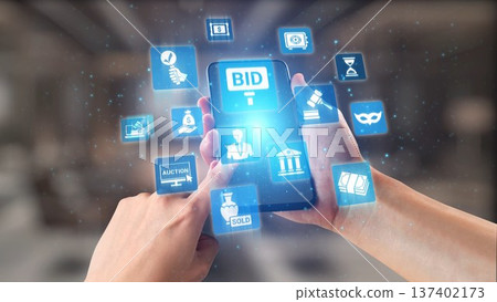 Online auction concept for digital bidding and sales Spire Online auction concept for digital bidding and sales Spire 137402173