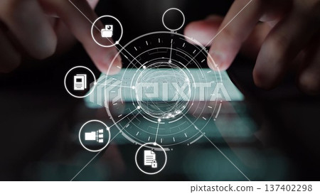 Managing online documents cloud storage and digital file security icons Funnel Managing online documents cloud storage and digital file security icons Funnel 137402298