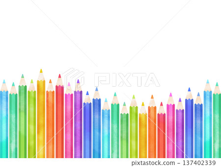 色彩鮮豔的水彩風格色鉛筆畫框 137402339