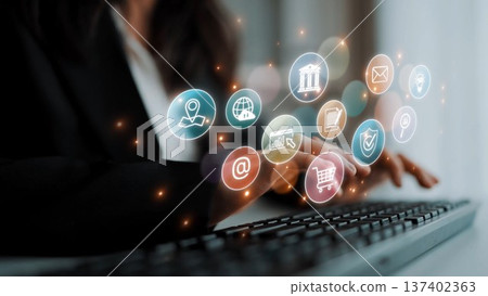 Digital Service Ecosystem and Business Icon Network Marrow 137402363