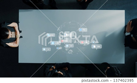 Business Meeting on Digital Marketing Strategies with SEO Concepts Displayed on Interactive Table for Modern Project Planning and Collaboration. Raster Business Meeting on Digital Marketing Strategies with SEO Concepts Displayed on Interactive Table for Modern Project Planning and Collaboration. Raster 137402395