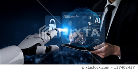 Generative AI showcasing its own cybersecurity and data defense platform. Fermion 137402437