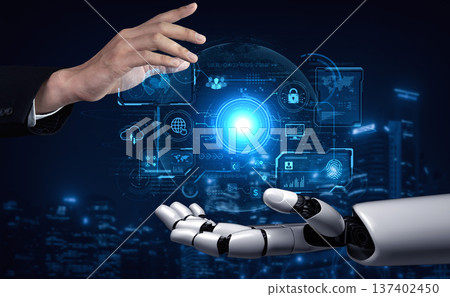 AI command center managing a global technology and security network. Fermion 137402450