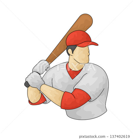 Illustration of Baseball Player Illustration of Baseball Player 137402619