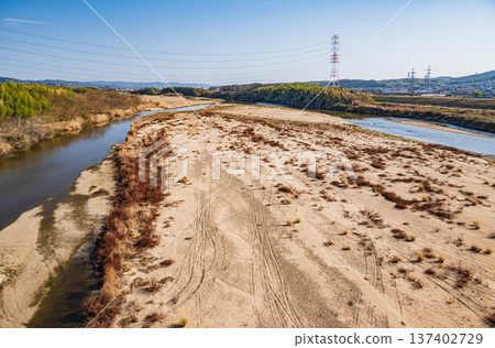 Kizugawa River scenery, Joyo City, Kyoto Prefecture, Kyotanabe City Kizugawa River scenery, Joyo City, Kyoto Prefecture, Kyotanabe City 137402729
