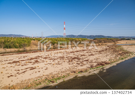 Kizugawa River scenery, Joyo City, Kyoto Prefecture, Kyotanabe City 137402734