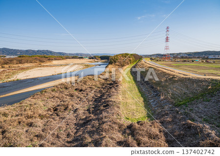 Kizugawa River scenery, Joyo City, Kyoto Prefecture, Kyotanabe City Kizugawa River scenery, Joyo City, Kyoto Prefecture, Kyotanabe City 137402742