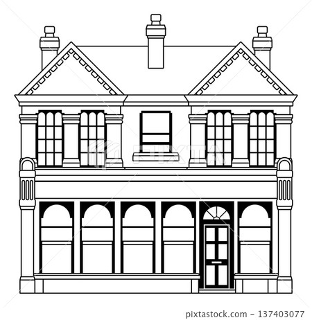 House Old Building Outline Illustration 137403077